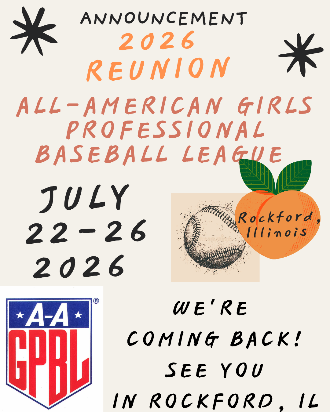 2026 AAGPBL Reunion Rockford Illinois