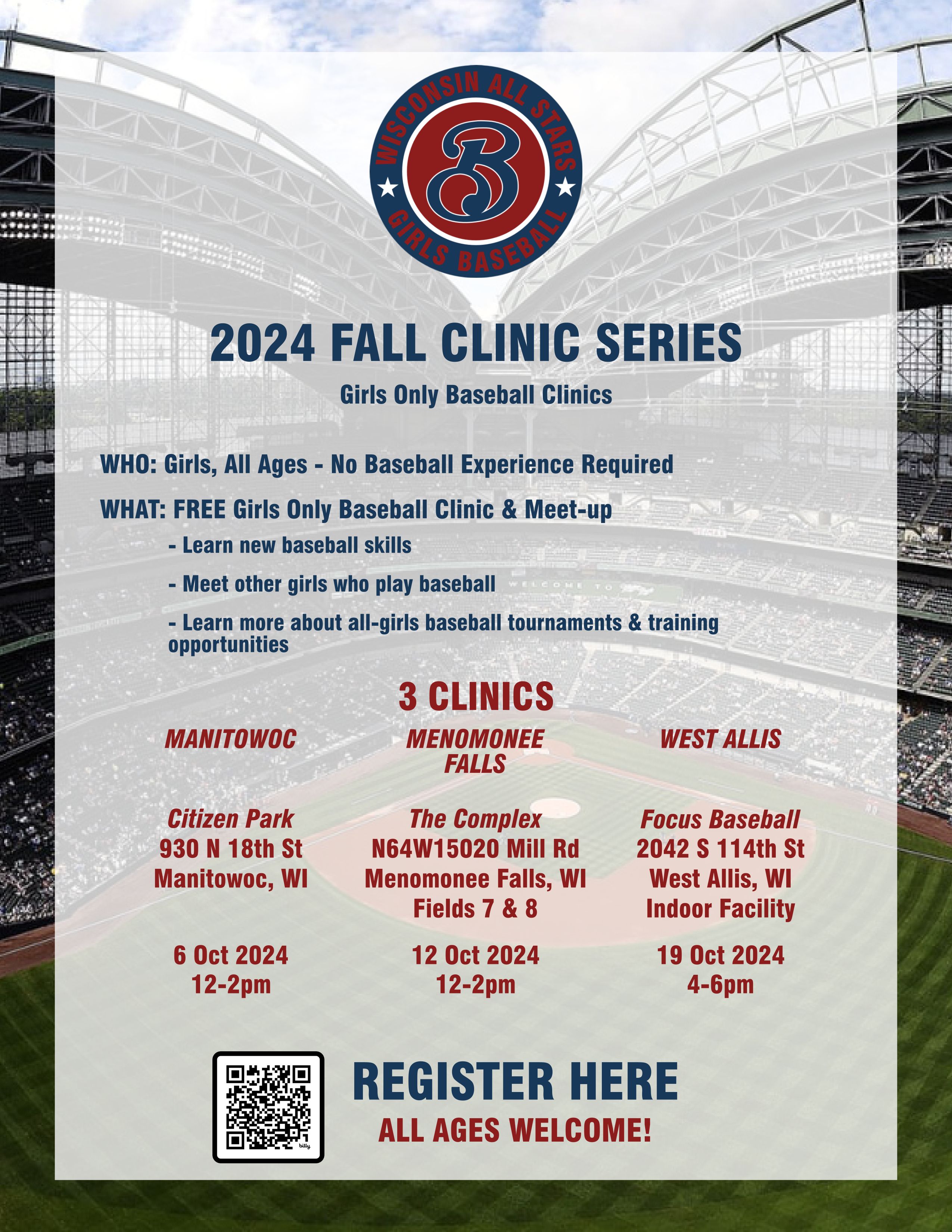 Wisconsin All Stars Girls Baseball Clinic Series